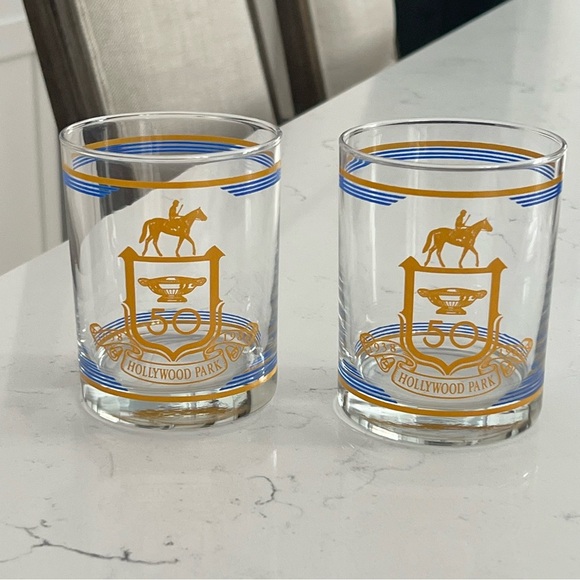 50th Anniversary Glass Set - Blue and Gold - Picture 1 of 5